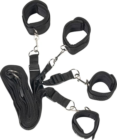 Banoch | Bondageset voor onder bed | stevige zachte neopreen boeien | makkelijk verstelbaar | zwart