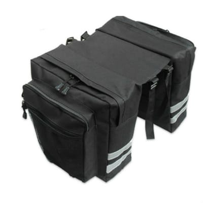 BukkitBow - Dubbele Fietstas / Fatbike Tas - Waterdicht Nylon - 2 Grote Vakken - Fietsaccessoire voor Boodschappen & Dagelijks Gebruik - Zwart