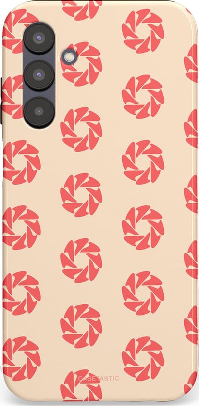 Casetastic hoesje geschikt voor Samsung Galaxy A25 - Dubbellaagse bescherming - Peach Bloem Cirkels - Fashion Case - Crème Koraal Perzik