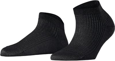 FALKE Shiny Rib modieus glanzend viscose Korte sokken dames zwart - maat 35-38