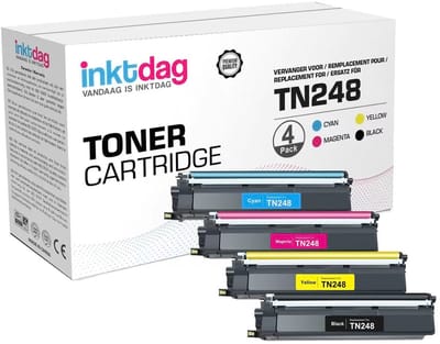 Inktdag toner cartridge Geschikt Voor Brother TN-248 TN248 | Multipack van 4 stuks Geschikt voor Brother L3515CDW - L3520CDW - L3527CDW - L3555CDW - L3560CDW - L3215CW - L3220CW - L3240CDW - L8230CDW - L8240CDW - L3740CDW - L3760CDW - L8340CDW