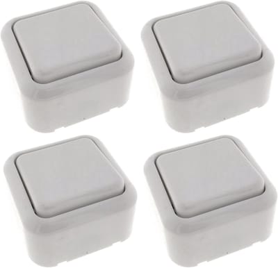 Benson Wandcontactdoos met schakelaar - 4x - opbouw - wit - IP20 - 61 x 61 x 35 mm - WCD