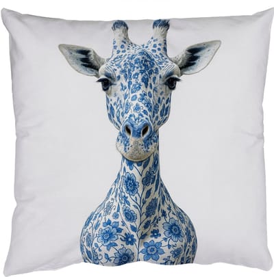 Sierkussens - Kussentjes Woonkamer - 50x50 cm - Giraffe - Delfts blauw - Dieren - Minimalistisch