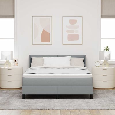 vidaXL - Boxspring - bed - met - hoofdeinde - Lichtgrijs - 190 - x - 140 - cm - Stof