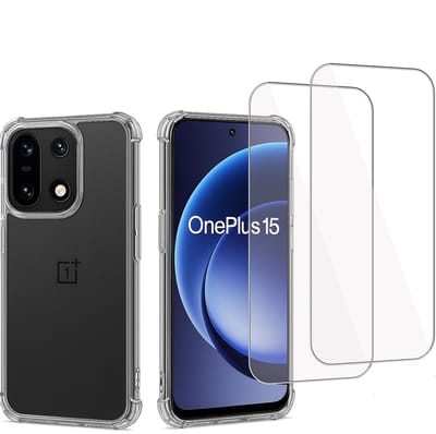 ChiGuard Hoesje & 2x Screenprotector geschikt voor OnePlus 15 Hoesje Screenprotector - Gehard Glas Cover + Shock Proof Case – Transparant