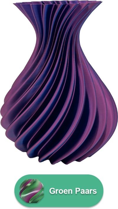 Veluro design vaas – Decoratieve vaas - Groen / Paars - 3d geprinte vaas – geschikt voor droogbloemen - 30CM