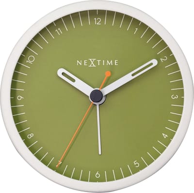 NeXtime Small – Tafelwekker – 9 × 9 × 7.5 cm – Metaal – Wit/Groen – Stil