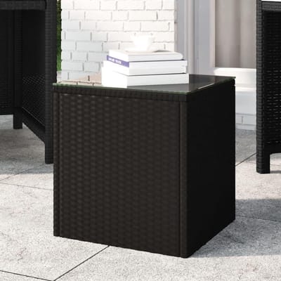 Salontafel - Lage tafel - Opbergen en decoreren - Weerbestendig polyrotan - 40x37x405 cm - Zwart
