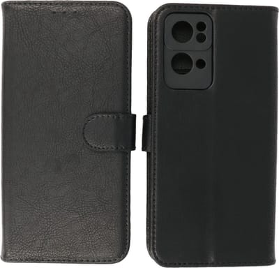 Oppo Reno 7 Pro 5G Hoesje - Book Case Telefoonhoesje - Kaarthouder Portemonnee Hoesje - Wallet Cases - Zwart