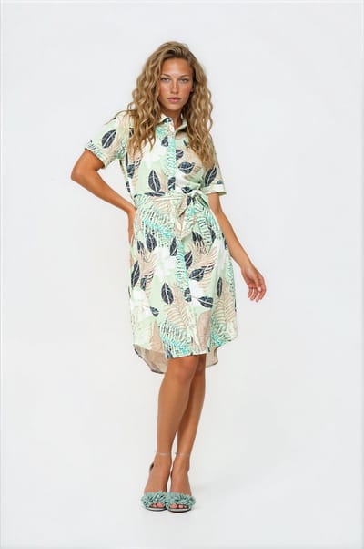 MI PIACE - Travel Jurk Botanical Print 202079 Pistachio - Maat : S