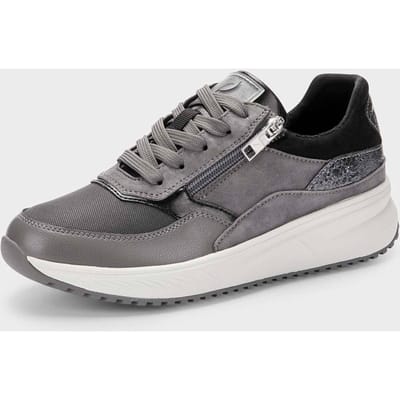 Sneakers van glad leer en leer van wild - grijs - Gr. 5,5 van Goldner Fashion