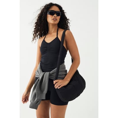 Dames DSGN Studio Sport Ultra Contour Gevoerde Naadloze Strappy Top | Zwart | Maat: XL
