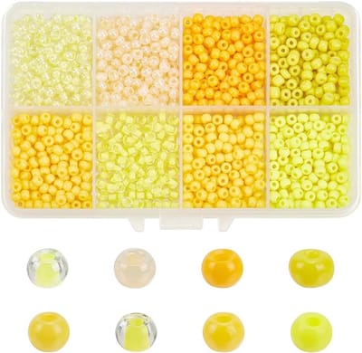1290 Stuks Gele Glazen Seed Beads 4x3mm, Mini Spacer Beads voor Sieraden Maken, Herfst Decoraties en Vriendschapsarmbanden