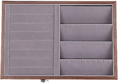 Sieradendoos Organizer - Opberglade Vitrine - Sieraden Opbergen - Stapelbaar Hout Ontwerp - 35x24x3.5 cm - Stijl 1