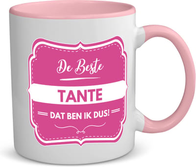 Akyol - de beste tante koffiemok - theemok - roze - Tante - een tante - verjaardagscadeau - verjaardag - cadeau voor tante - cadeau - kado - geschenk - gift - tante artikelen - 350 ML inhoud