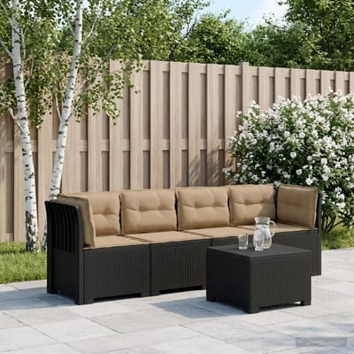 vidaXL - 4-Zits - Tuin - Sofa - met - Kussens - Rieten - Look - PP - Antraciet