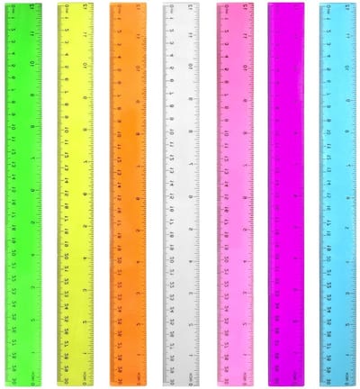 Plastic Linialen Set - Meetlatten School - Nauwkeurig Meten - Transparant Helder Plastic - 30 cm 7 Stuks - Assortiment Kleuren