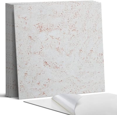 Coloray Wandpanelen Zelfklevend - Natuursteenpatroon Zelfklevende Wandpanelen - 50 cm x 50 cm - Romig Wandpaneel PVC - 4 stuks - Texturen Wandpanelen Zelfklevend - Keuken Wandpanelen - Wandpanelen Badkamer