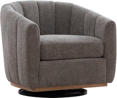 Grijze chenille draaistoel - Pompoenvormige kuipstoel - Moderne accentstoel - 81x73x75,5 cm - 360° Draaibaar - Woonkamer Grijs