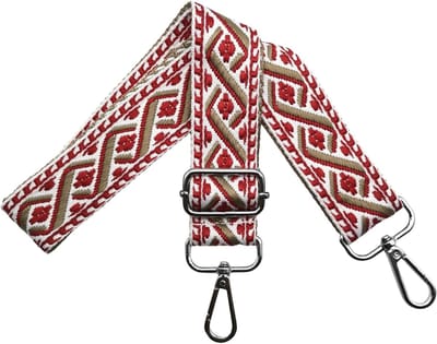 Verstelbare schouderband voor tassen, breed 3.8 cm, met zilveren karabijnhaak, ideaal voor handtassen, rood en stijlvol