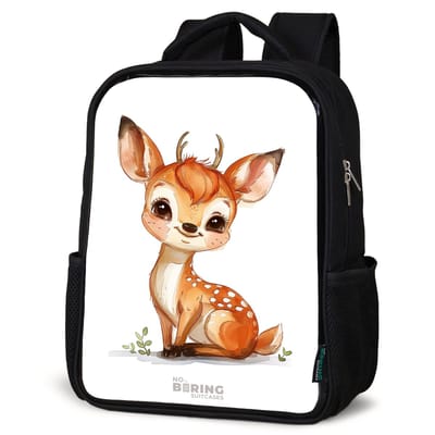 NoBoringSuitcases.com® - Rugzak zwart - Schooltas jongen & meisje - Baby hert - Rugtas voor school - Boekentas kind - Schoolrugzak - Kinderrugzak