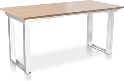 Zit-sta bureau elektrisch verstelbaar - MRC PRO SOLID NEN-EN 527 | 120 x 80 cm | Frame wit - blad havanna | memory functie met USB | 200kg draagvermogen