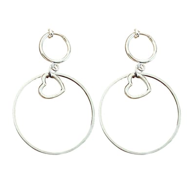 Klem oorringen -zilverkleur -hart- geen gaatje-Charme Bijoux