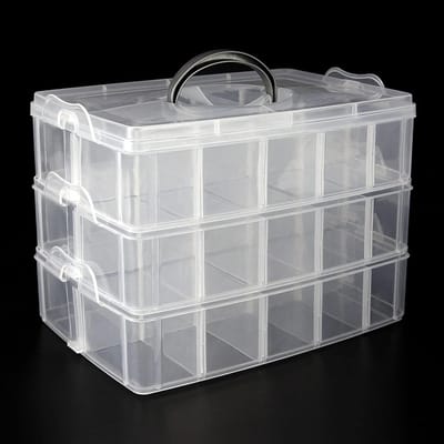 Grote Sorteerdozen met 30 Compartimenten, Stapelbaar en Transparant voor Speelgoed, Sieraden en Cosmetica - 32 x 19 x 24 cm