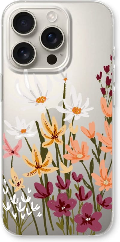 Case Company® - Hoesje geschikt voor iPhone 16 Pro hoesje - Painted wildflowers - Soft Cover Telefoonhoesje - Bescherming aan alle Kanten en Schermrand