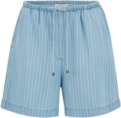 WE Fashion Dames mid rise denim short met krijtstreep