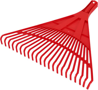 KOTARBAU® Bladhark, Tuinhark van Kunststof, 50 cm, Rood, Zonder Steel, Extra-Click, Gazonhark, Waaierbezem, Stevige Hark, Hark voor Gras Tuin Gazon