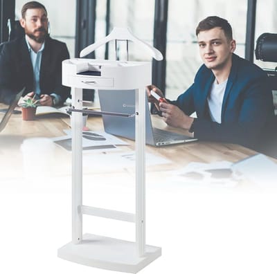 Kledingrek Staand - Kapstok Meubel - Kleding Organiseren - Met Opbergvakken - 42cm Hoog - Wit