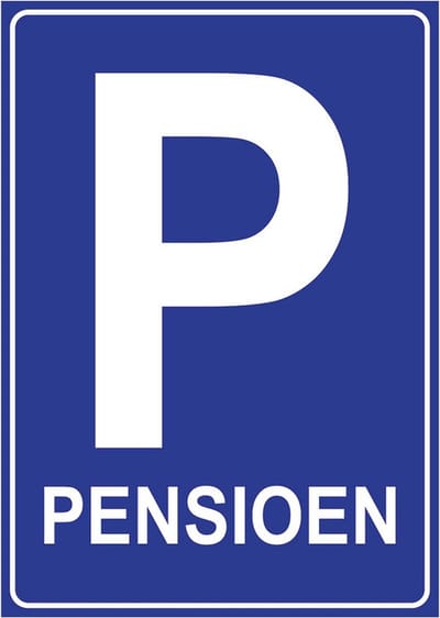 Pensioen aankondiging poster - feest versiering - blauw - verkeersbord - 84 x 59 cm - VUT - papier
