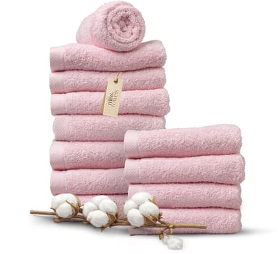 Miss Towels 50x100 Handdoeken Set 12 st. - 5 sterren Hotelkwaliteit - Badtextiel - Luxe Badhanddoeken - Zachte Badlakens - Roze - Made in Portugal