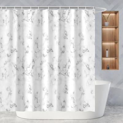 Mildew Bestendige Douchgordijn met Groene Marmerprint, Inclusief 12 Haakjes, 180 x 180 cm, Badkamer Decoratie, Waterdicht en Duurzaam