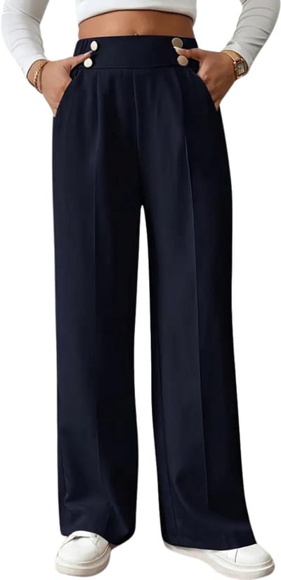 Livano Pantalon Dames - Chino - Golfbroek - Nette Broek - Met Elastische Tailleband - Volwassenen - Marineblauw - S