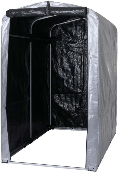Tuinhuisje MCW-N61, tuinhuisje gereedschap tuinhuisje, aluminium UV-bescherming waterdicht, 201x121x201cm ~ zilver