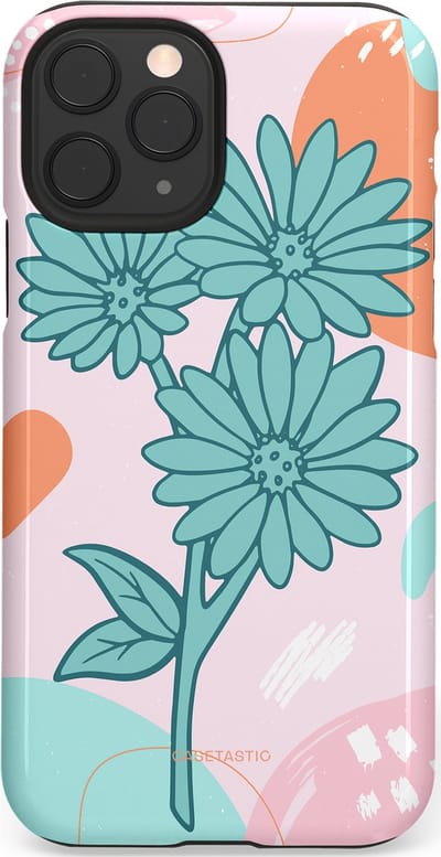 Casetastic hoesje geschikt voor Apple iPhone 11 Pro - Dubbellaagse bescherming - Roze Oranje Bloemen - Fashion Case - Wit Mintgroen Lichtroze Lichtblauw