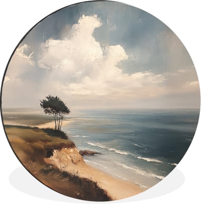 WallCircle - Wandcirkel - Muurcirkel - Klif - Zee - Boom - Aluminium - Dibond - 30x30 cm - Binnen en Buiten