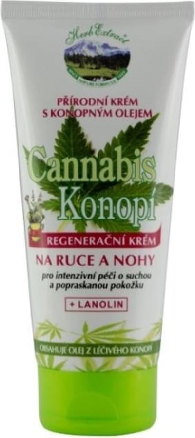 Herb Extract® Hand en voetcrème met Cannabis olie - 200ml - werkt regenererend en ontstekingsremmend, zeer geschikt voor de droge en gebarsten huid.