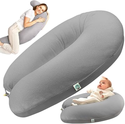 Voedingskussen Zwangerschapskussen XXL 190 x 30 cm – Antiallergisch & Wasbaar | Eps Parels Vulling