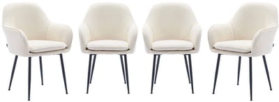 sweeek - Set van 4 stoelen in corduroy met matzwarte metalen poten, l 57 x d 59 x h 84,5
