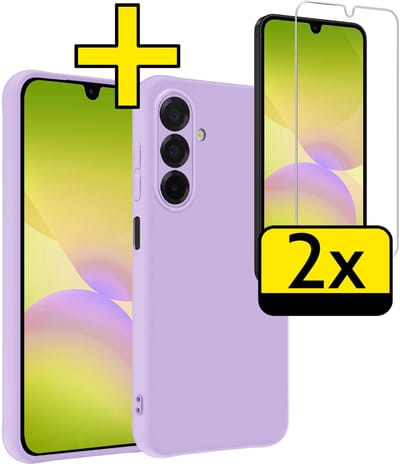 Hoesje - Met 2x Screenprotector - Geschikt voor Samsung Galaxy A26 - Sterk & Shockproof - Back Cover - Siliconen Case - Telefoon Hoes - Telefoonhoesjes - Lila