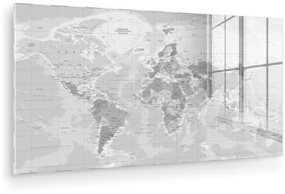 ® Glasschilderij 160x80 cm - Schilderij acrylglas - Wereldkaart - Staatkundig - Vintage - Foto op glas - Muurdecoratie woonkamer - Wanddecoratie slaapkamer - Schilderijen
