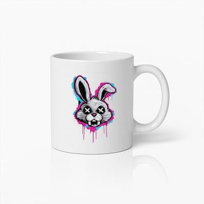 Stoere Graffiti Konijn Mok – Coole Stads Kunst Koffiebeker – Uniek Cadeau voor Dieren- en Straatkunstfans