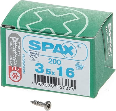 Spax Spaanplaatschroef lenskop RVS T-Star T15 3.5x16mm (per 200 stuks)