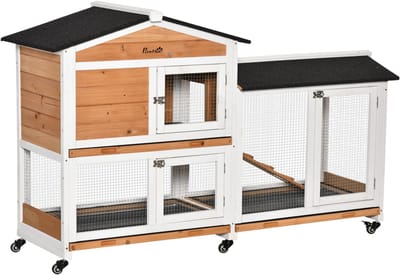 PawHut-konijnenhok-157,4x53x99,5cm-dennenhout-geel