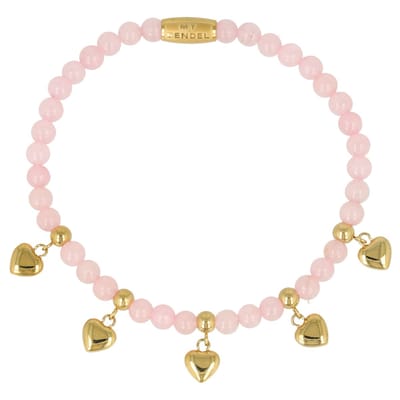 My Bendel - Armband met Harten Bedels • Rose Quartz - met Luxe Cadeauverpakking | Sieraden Voor Dames
