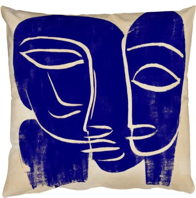 Sierkussens - Kussentjes Woonkamer - 50x50 cm - Okergeel - Blauw - Eenvoudige lijnen