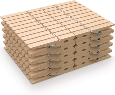 Wasknijpers, 100 Stuks, Natuurlijk Hout - Sterke Grip en Weerbestendig voor Waslijn, Knutselen, Decoratie en Huishouden, Afmetingen 7,5 x 1,0 x 1,3 cm